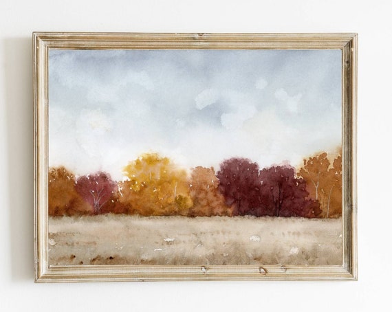 Autumn Landscape Painting, Fall Tree Art Print