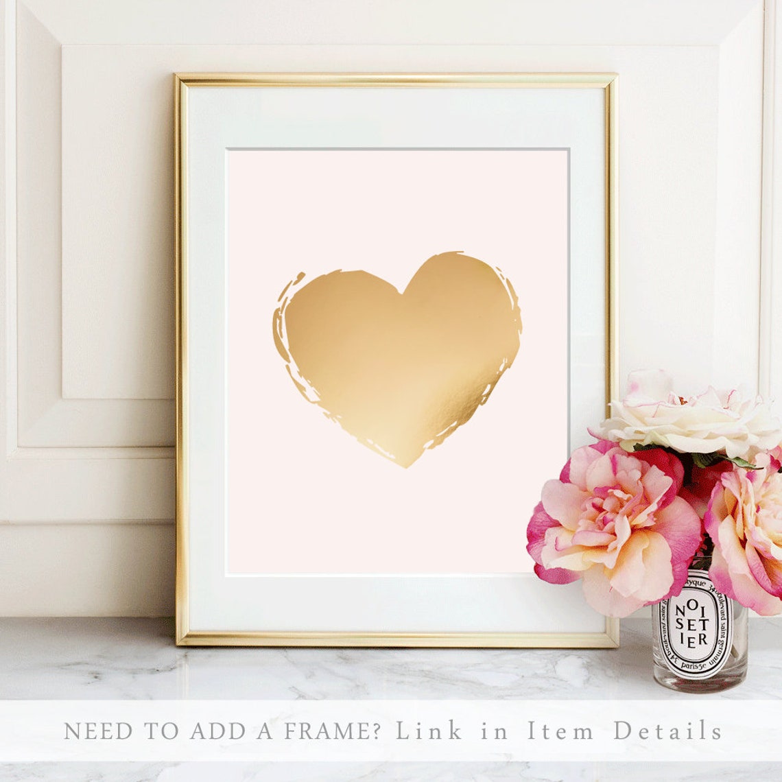 Gold Foil Brushstroke Heart Minimalist Modern Love Art Print - Image 2
