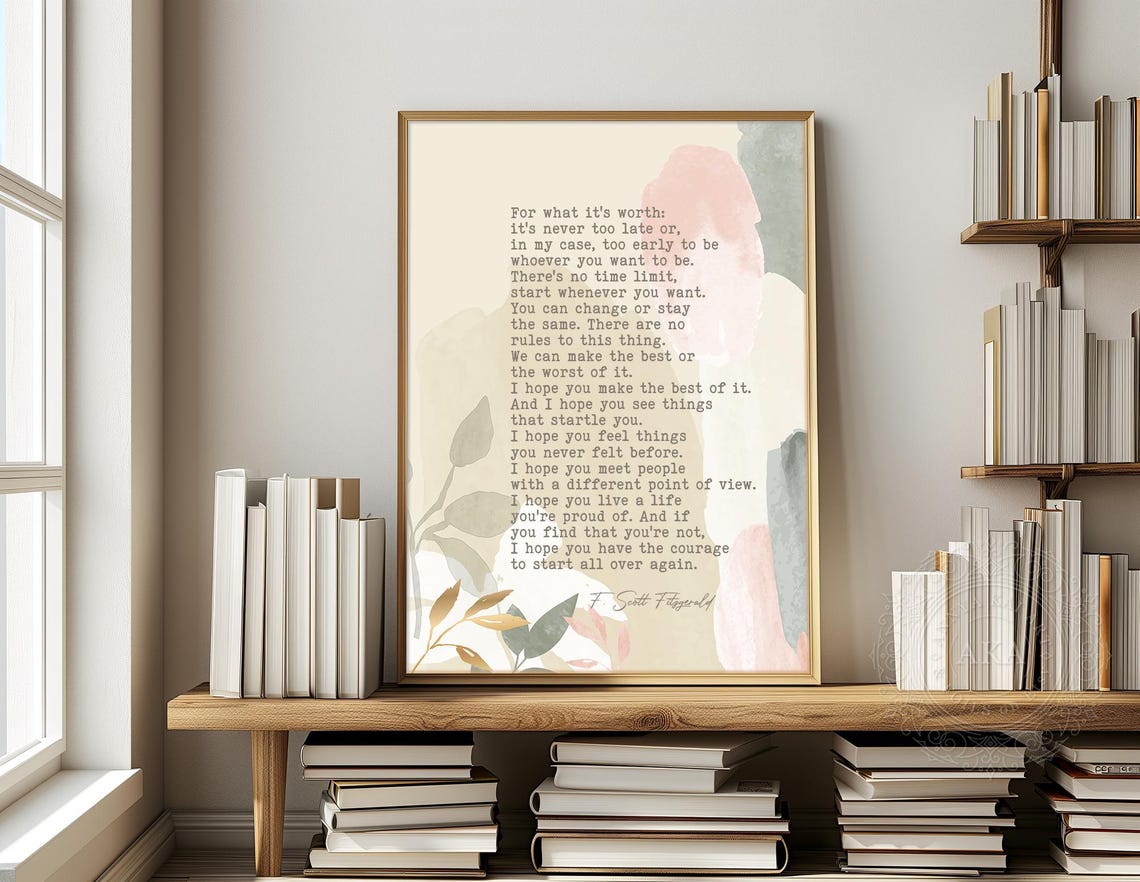 F Scott Fitzgerald For What Its Worth Quote Boho Watercolor Art Print - Image 2