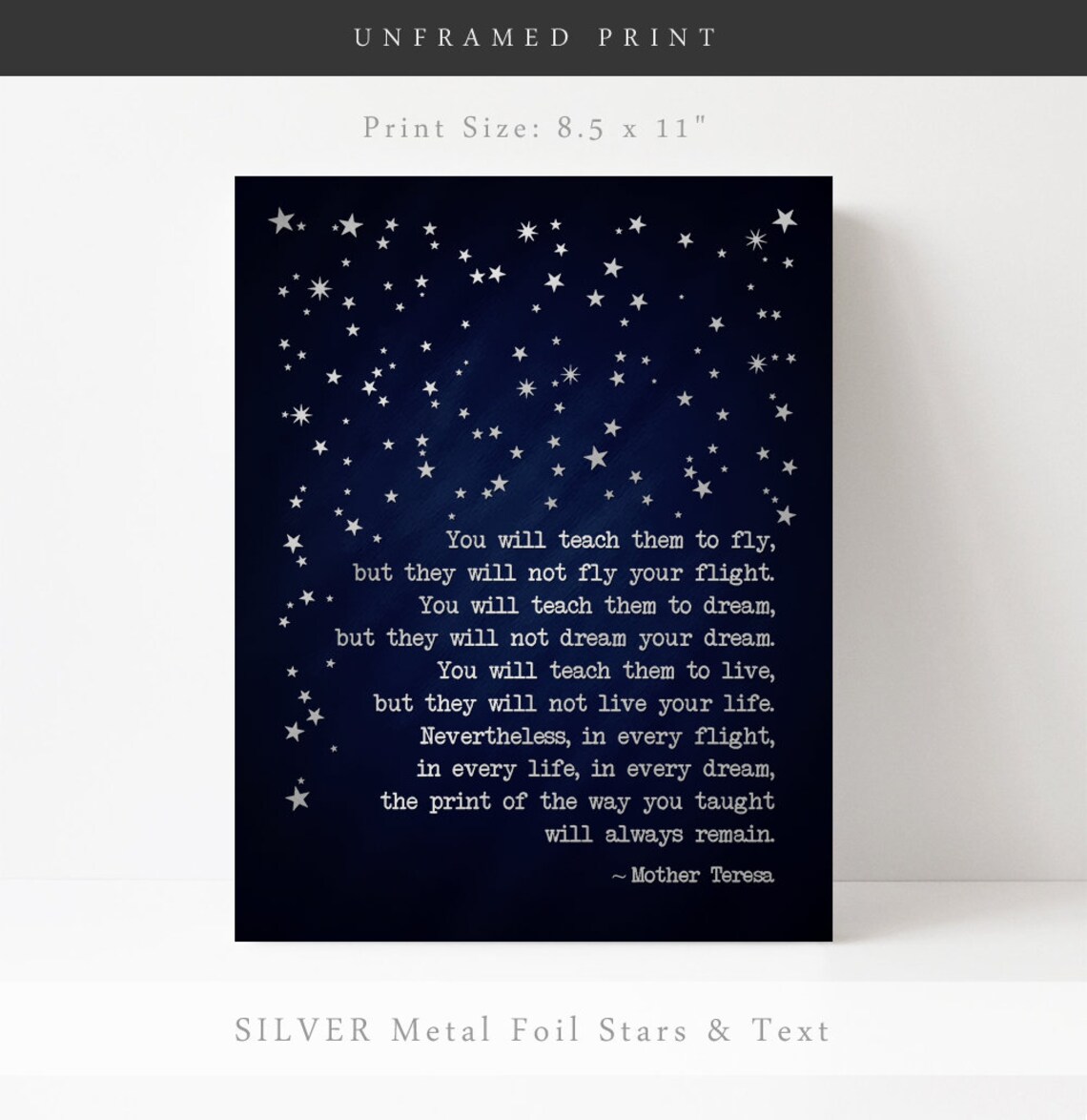 Mother Teresa Quote Art Print, Gold Lettering - Image 3