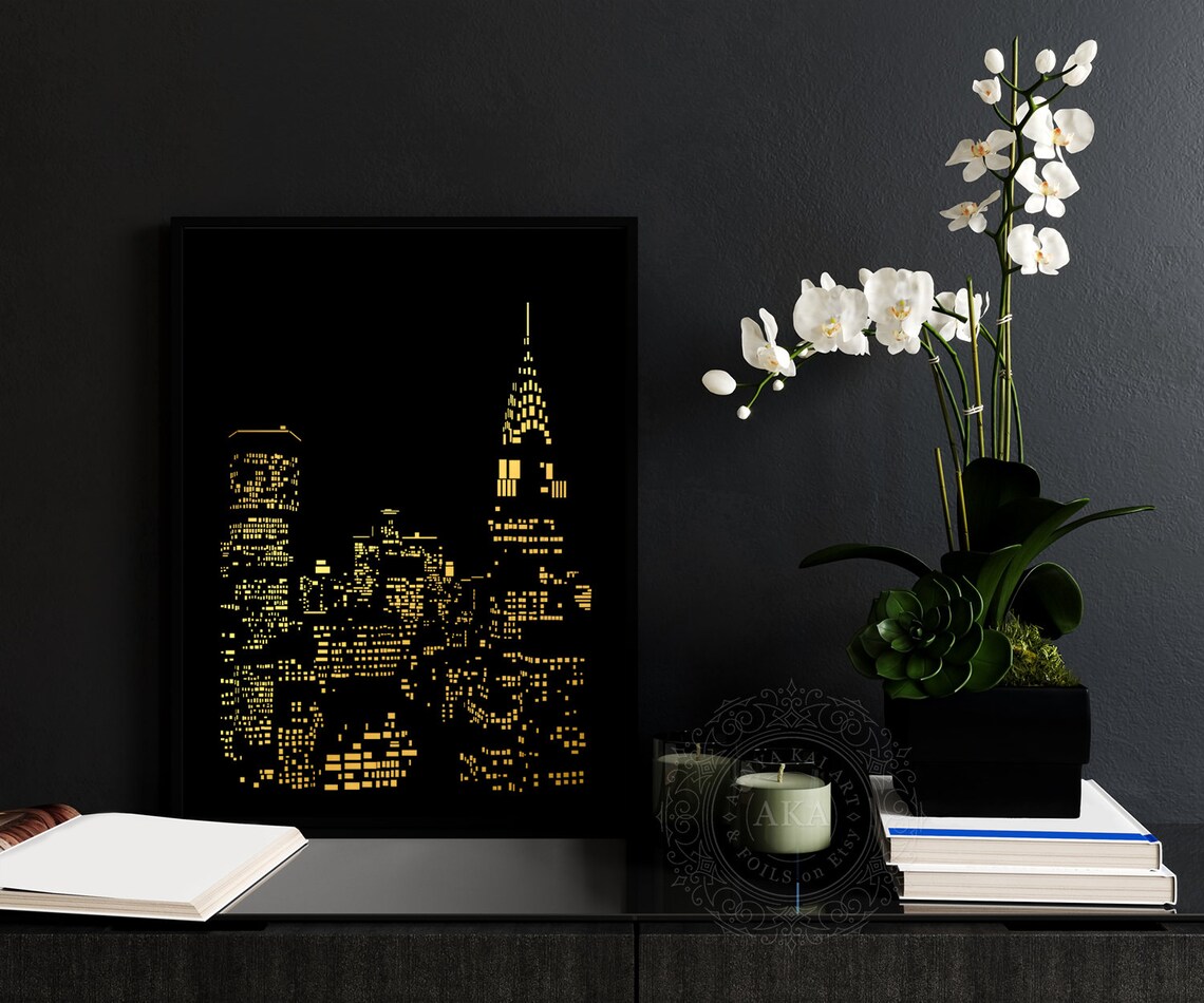 Gold New York Skyline Art Print, NYC Cityscape - Image 4