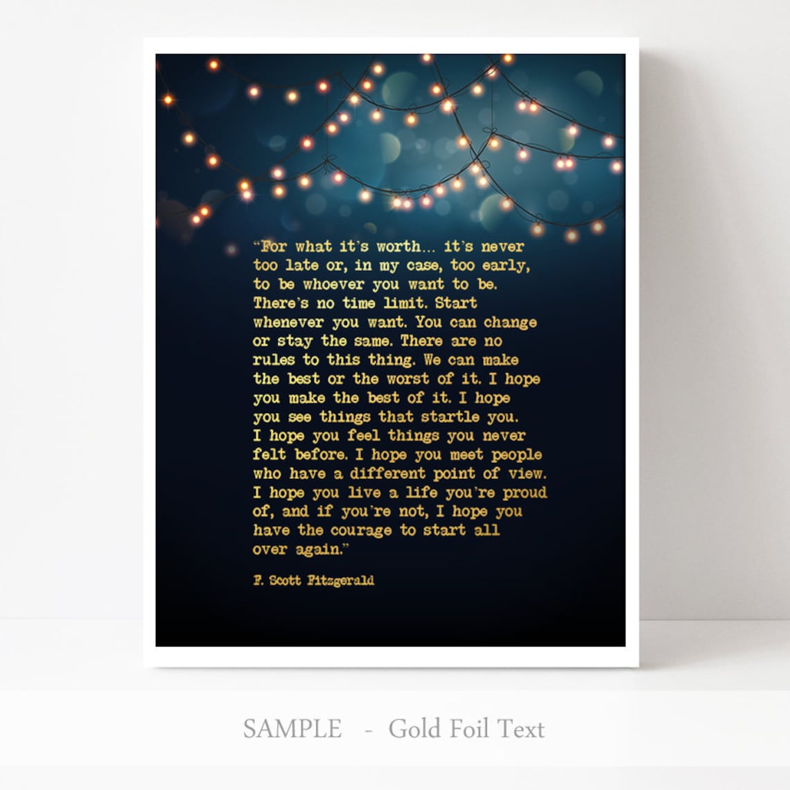 F. Scott Fitzgerald Quote Poster, Great Gatsby Foil - Image 2