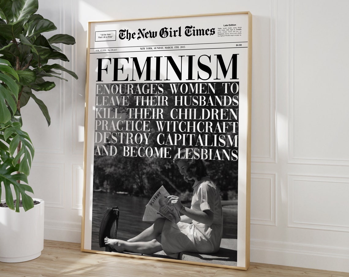 The New Girl Times Feminism Vintage Newspaper Satirical Art Poster - Image 3