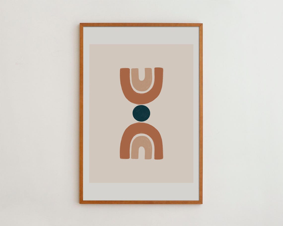 Boho Terracotta Arches Teal Circle Neutral Bohemian Wall Art