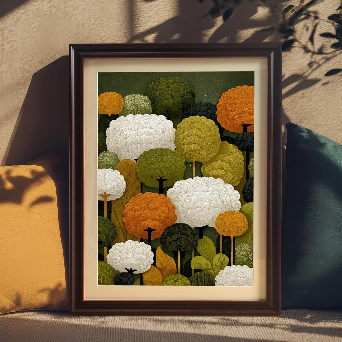 Abstract Forest Art Print, Mid-Century Modern Decor