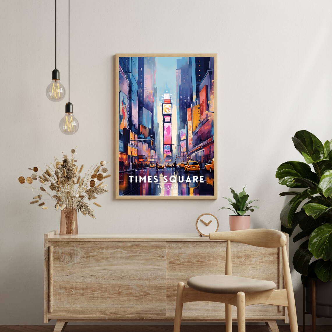 Times Square New York Neon Night City Lights Urban Travel Poster - Image 2