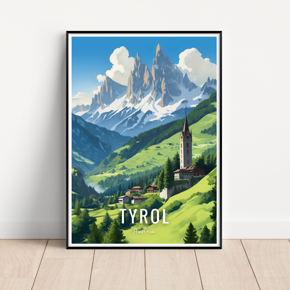 Tyrol Travel Poster, Austria Mountain Landscape
