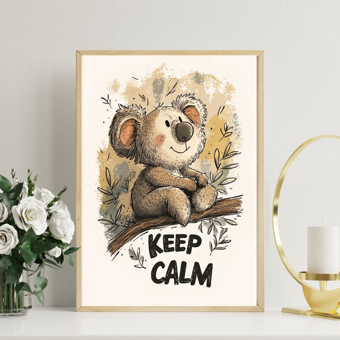 Koala Keep Calm Poster Cute Australian Koala Nursery Motivational Art