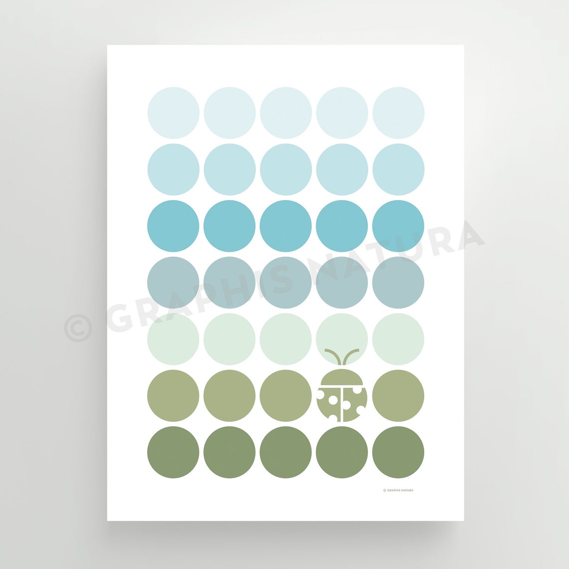 Red Ladybug Hidden in Gray Circle Grid Minimalist Art Poster - Image 2