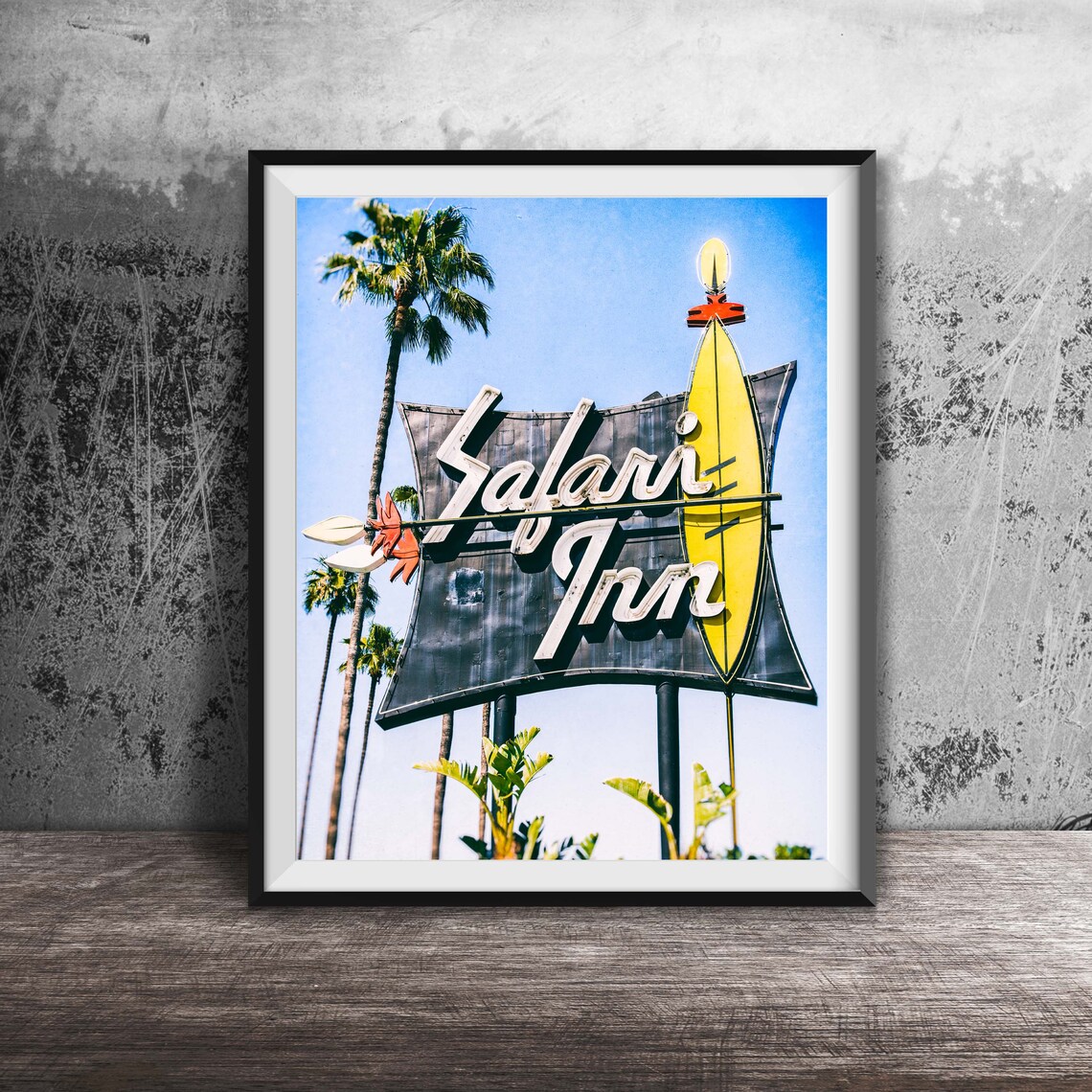 Safari Inn Hollywood California Vintage Art Print