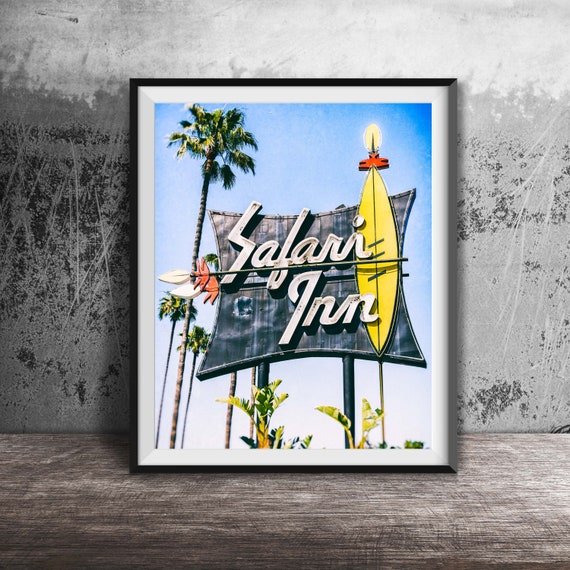 Safari Inn Hollywood California Vintage Art Print