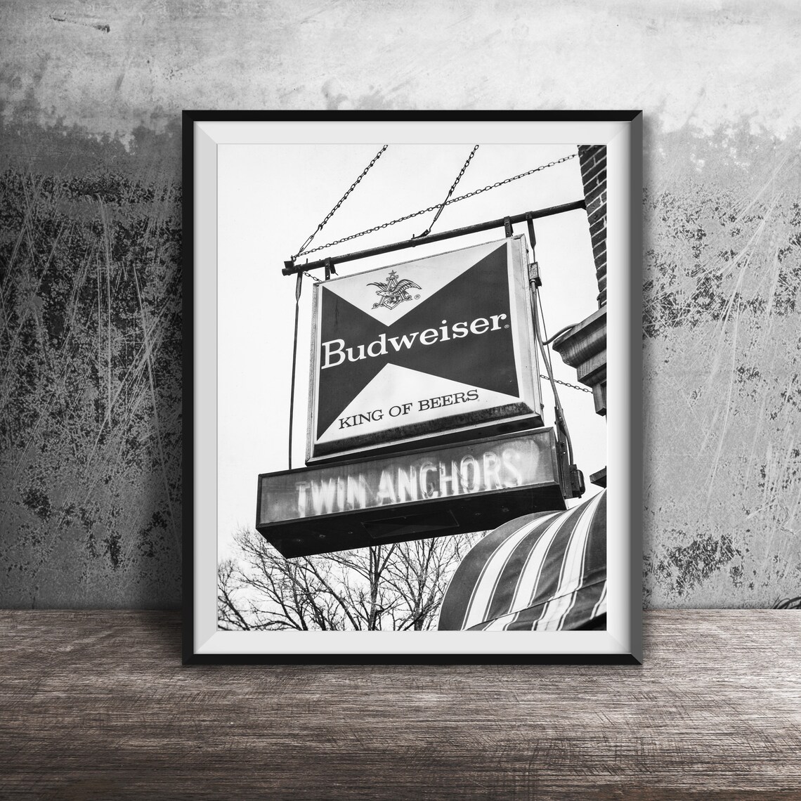 Twin Anchors Budweiser King of Beers Bar Sign Chicago Poster - Image 2