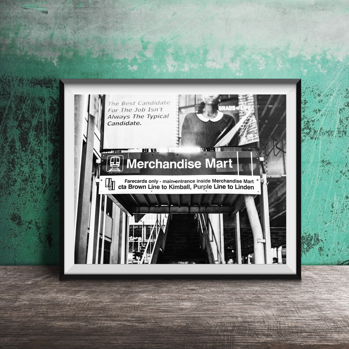 Merchandise Mart Chicago CTA Brown Purple Line Station Sign Poster - Image 2
