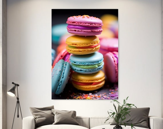 Rainbow Macarons Candy Print Aesthetic Home Decor Wall Art Gift Room Decor Wall Hanging Kitchen Design