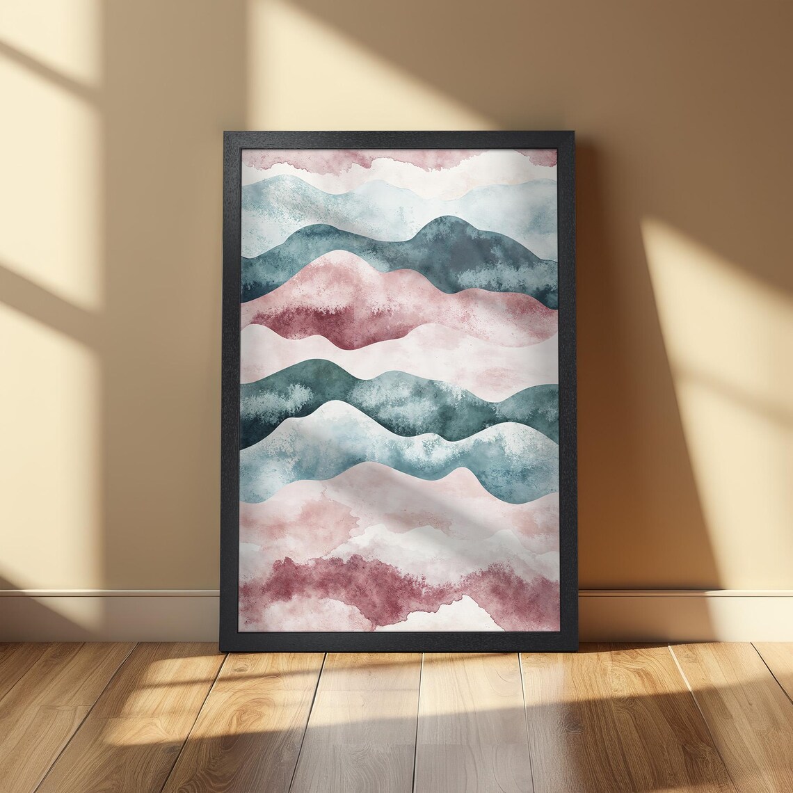 Pastel Watercolor Waves, Modern Minimalist Art Print - Image 2