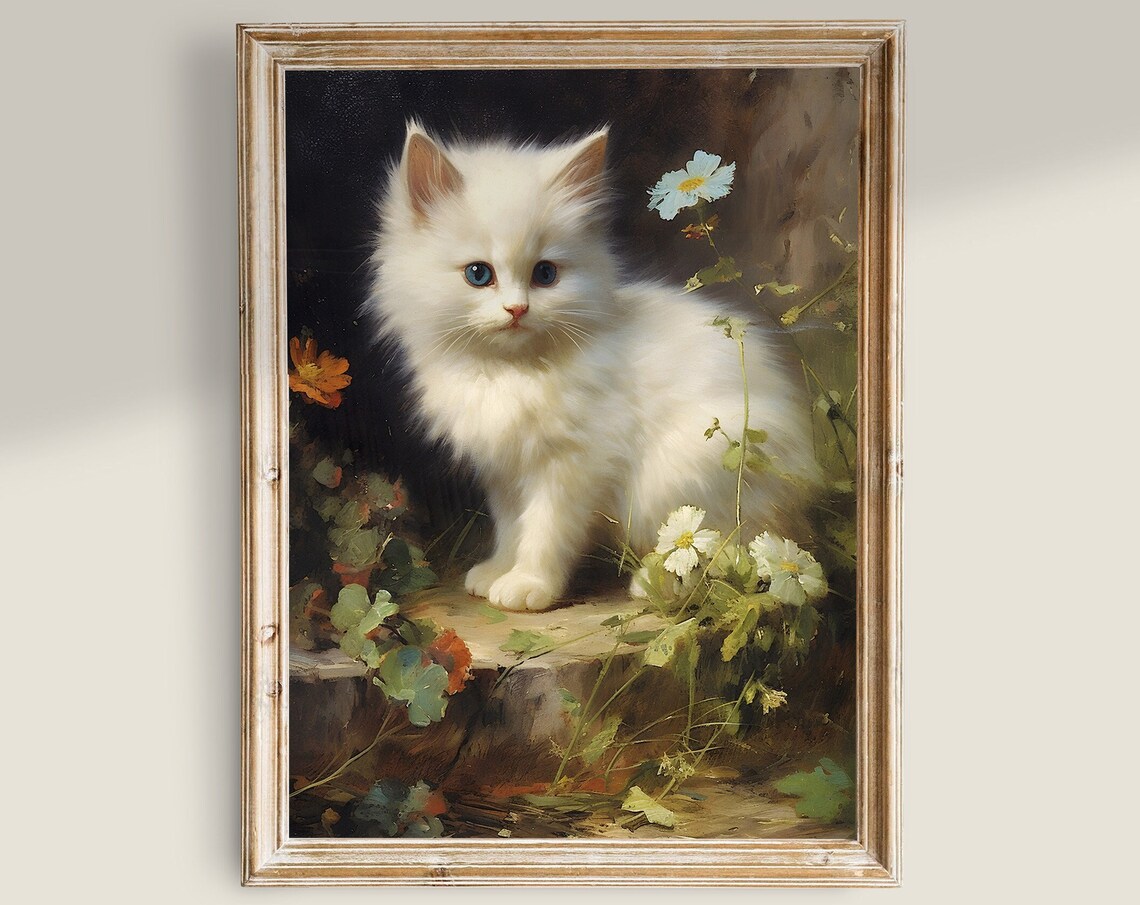 Vintage Cat Prints Farmhouse Cat Lover Art Print