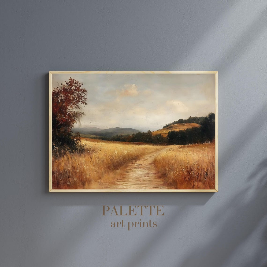 Golden Wheat Field Path Through Autumn Countryside Harvest Poster - Image 3