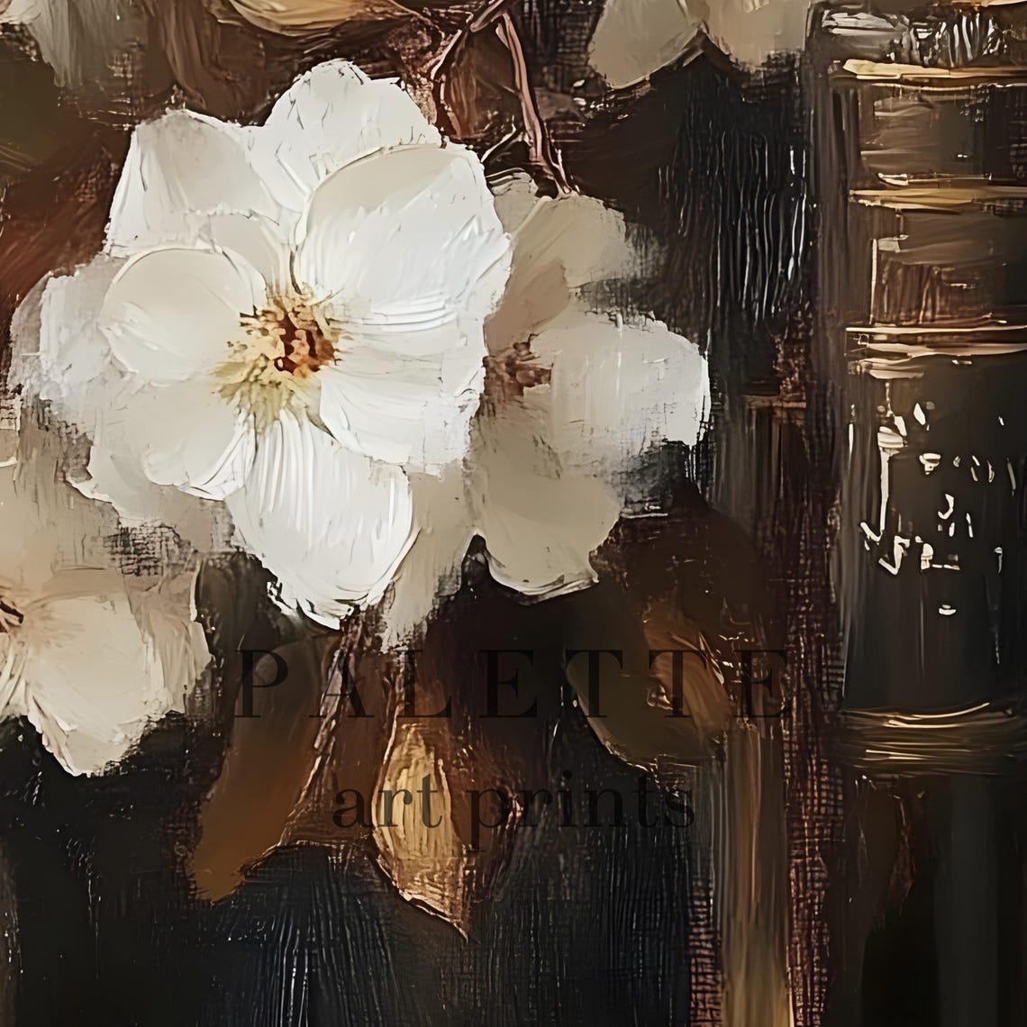 Pomegranate Gold Bowl Blossom Vintage Moody Still Life Art Print - Image 2