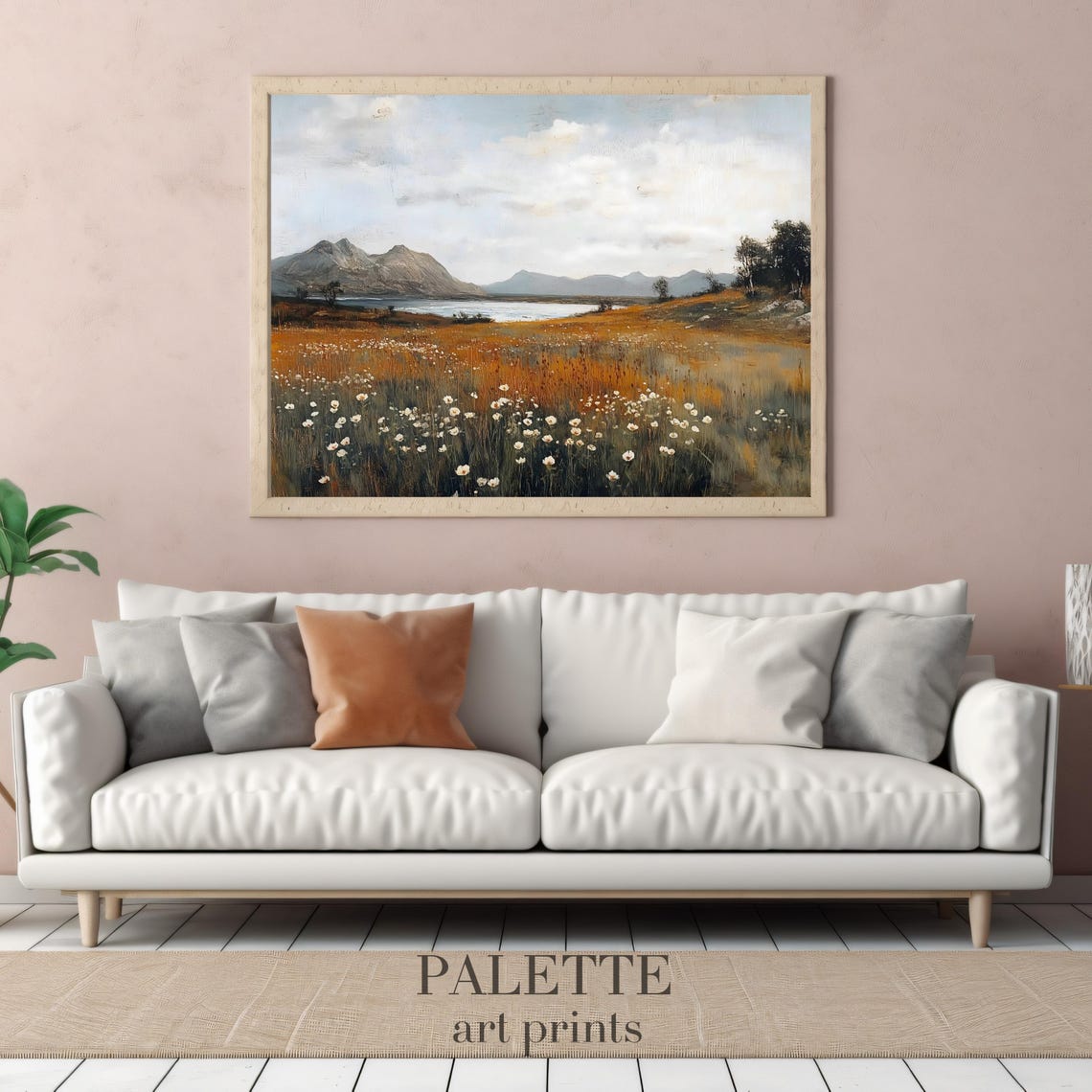 Autumn Meadow With A Distant Lake Beneath Rugged Mountains Poster - Image 3