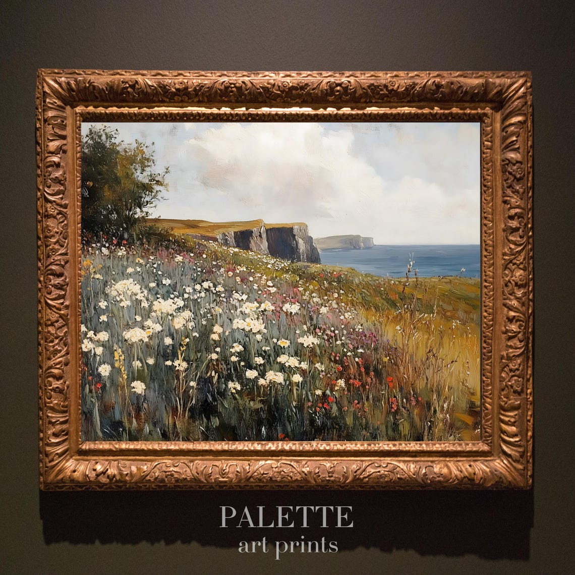 Wildflower Covered Cliffs Overlooking A Blue Coastal Sea Poster - Image 3
