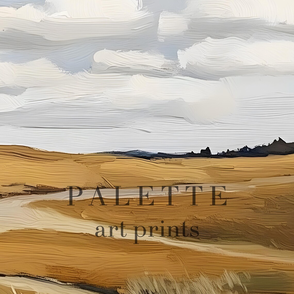 Golden Wheat Field, Rustic Minimalist Landscape - Image 2