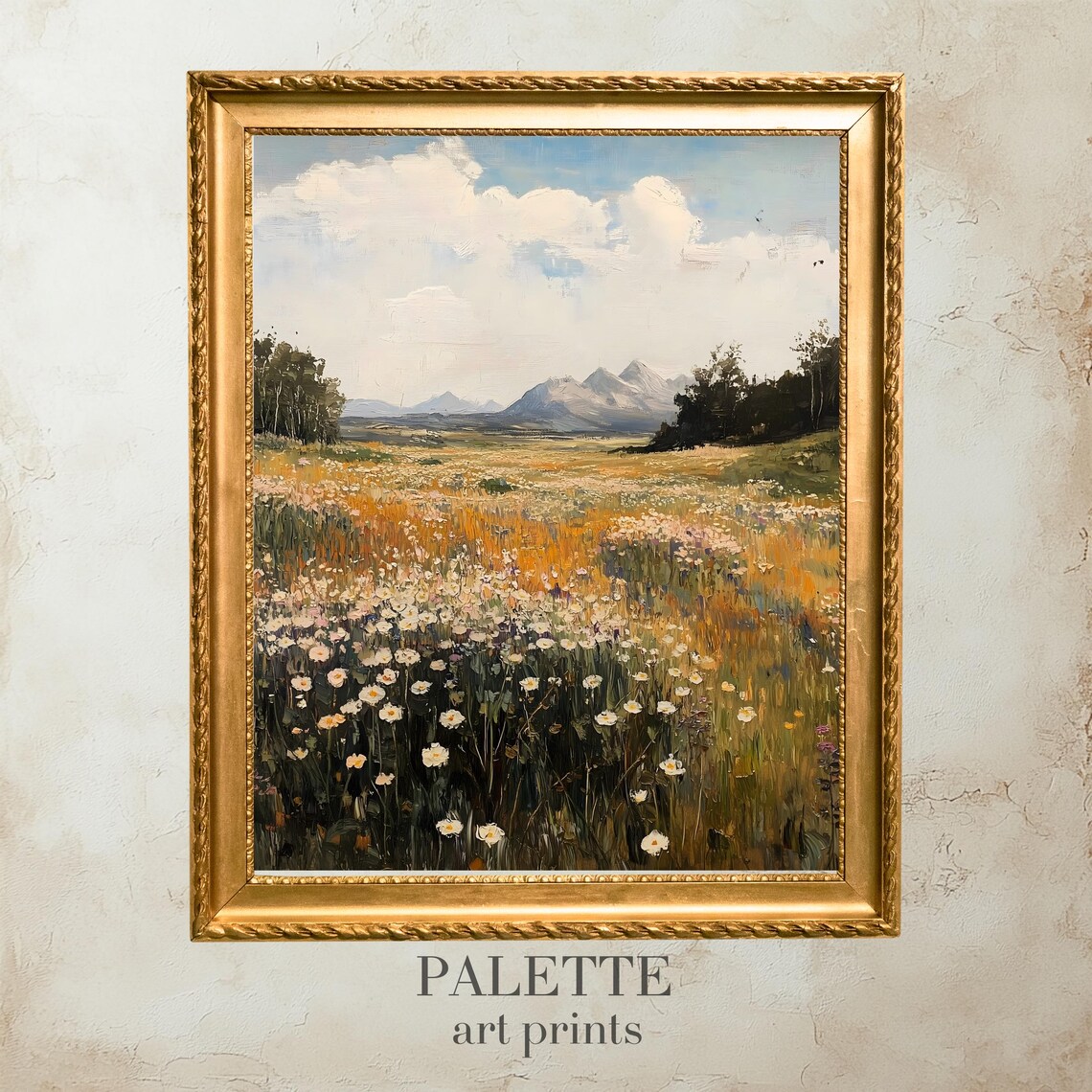 Mountain Meadow Wildflowers, Rustic Home Decor Art Print