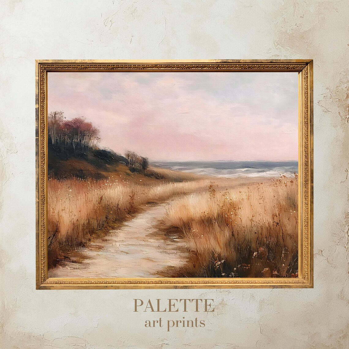 Seaside Path Oil Painting, Coastal Landscape