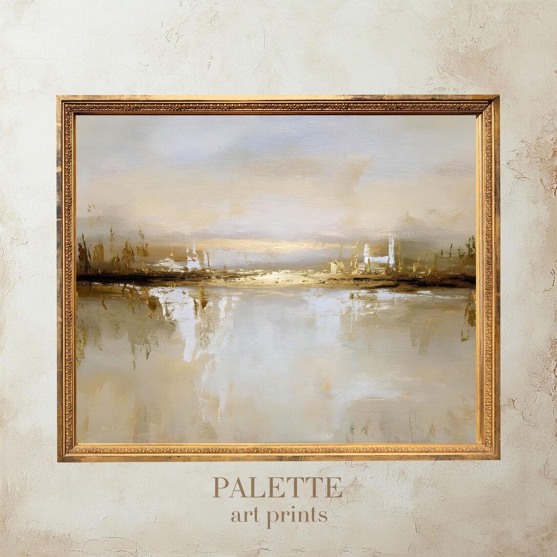 Impressionist Golden Abstract Landscape, Warm Tones