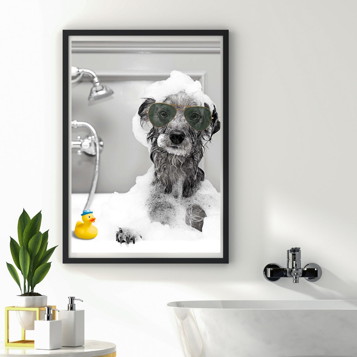 Cute Dog In Tub Wall Art Dog Photo Dog Art Bathroom Art Print Dog Portrait Dog Lover Gift Cute Terrier Art - Image 2