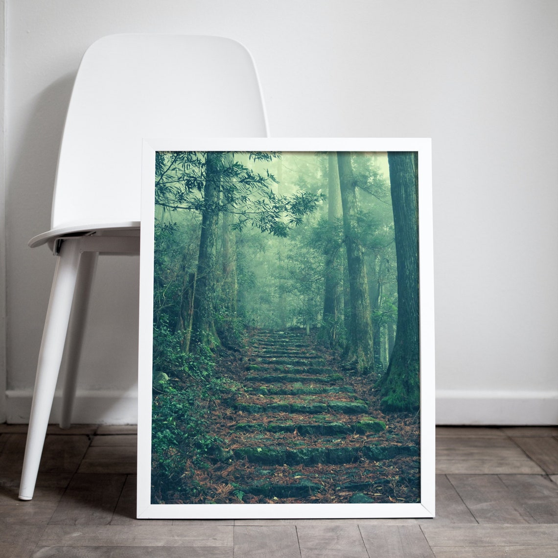 Mossy Forest Steps Poster Ancient Stone Stairs In Green Woods - Image 4