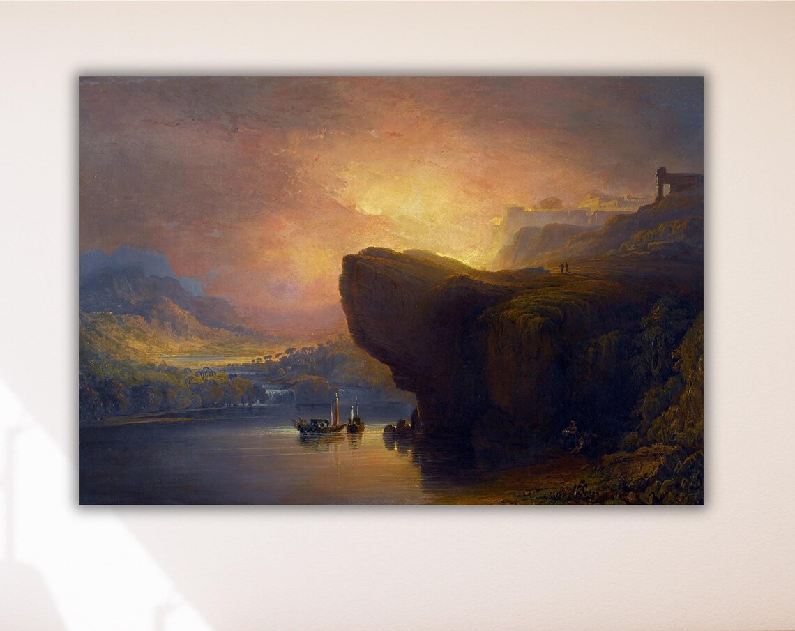 John Martin The Plains of Heaven Golden Sunset River Landscape Poster - Image 2