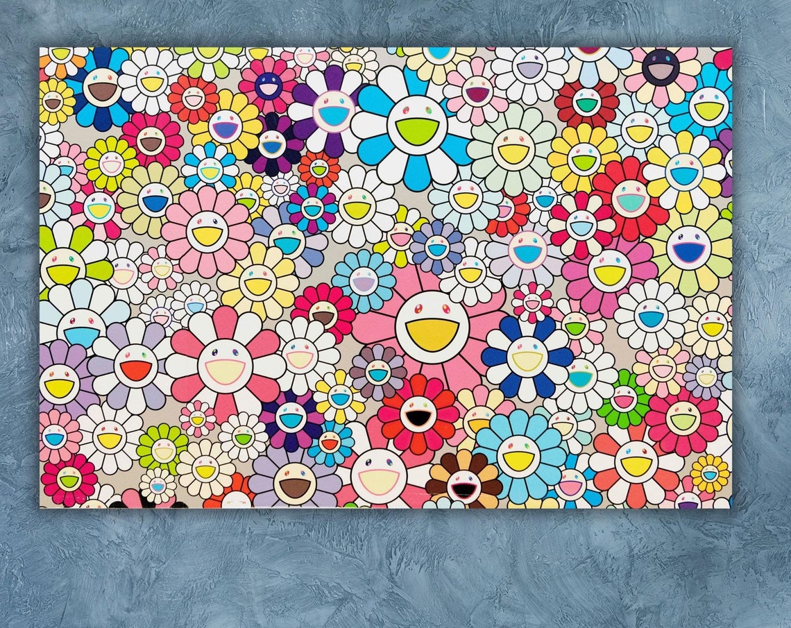 Takashi Murakami Smiling Flowers Colorful Japanese Pop Art Poster