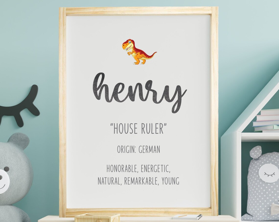 Henry Name Meaning Nursery Art Print, Gender Neutral