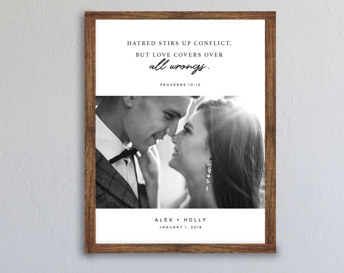 "Let Us Not Love With Words" 1 John 3:18 Wedding Photo Poster - Image 3
