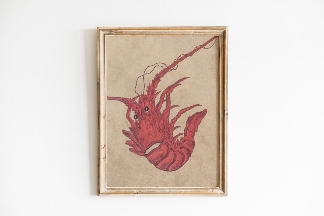 Red Lobster Art Vintage Print Kitchen Neutral Coastal Aesthetic Wall Art - Image 4