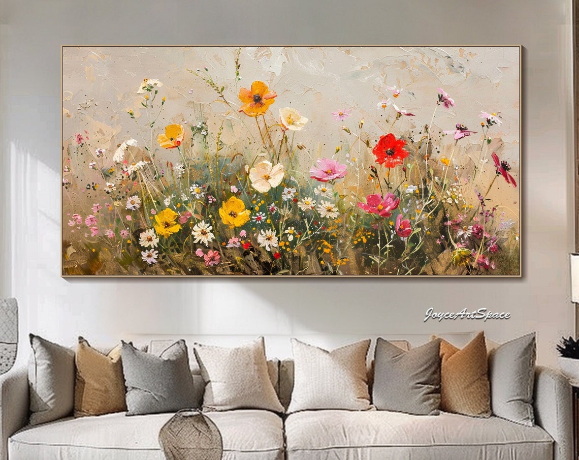Original Flower Painting On Abstract Floral Oil Painting Large 3d Textured Colorful Wall Art Living Room Wall Art Custom Oil Painting
