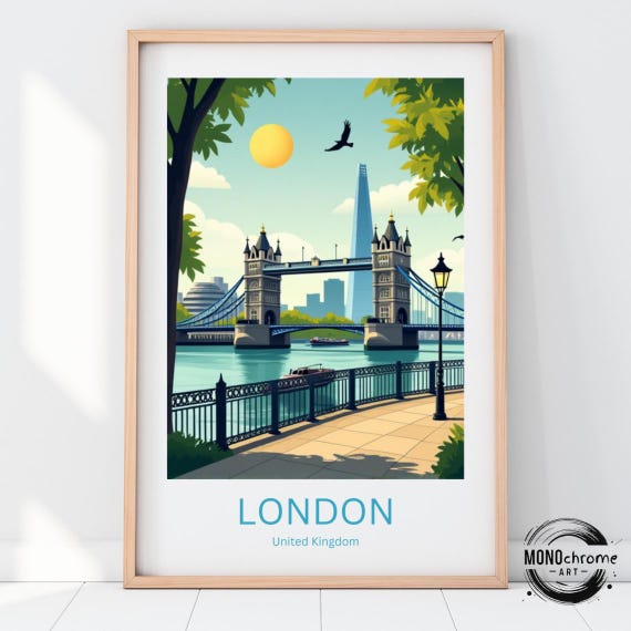 London Travel Print United Kingdom Night London Poster London Artwork Big Ben Print Uk Artwork Tower Bridge