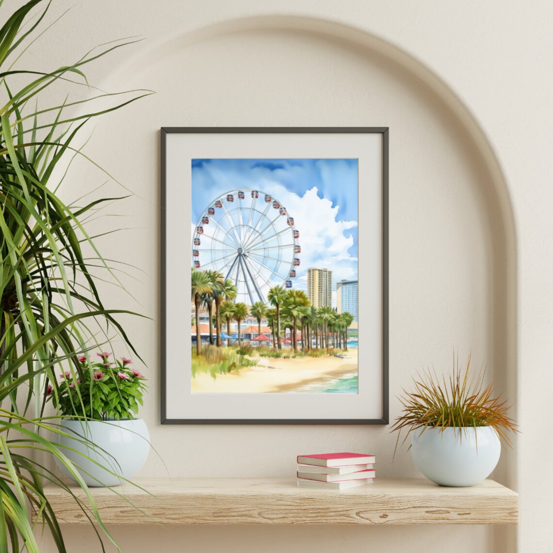 Myrtle Beach SkyWheel Watercolor Art Print, South Carolina - Image 3