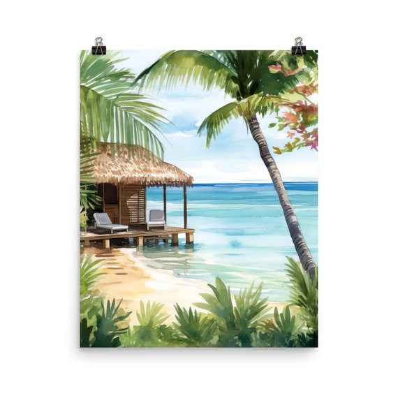 Bazaruto Island Watercolor Print Mozambique Gift Tropical Beach Decor Africa Wall Art Coastal Poster Seaside Ocean