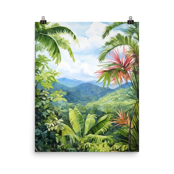 El Yunque Watercolor Print, Puerto Rico Travel Poster