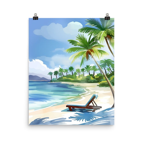 Bayamon Watercolor Print Puerto Rico Travel Gift Rican Wall Art Caribbean Home Decor Coastal Beach Painting Seaside Poster