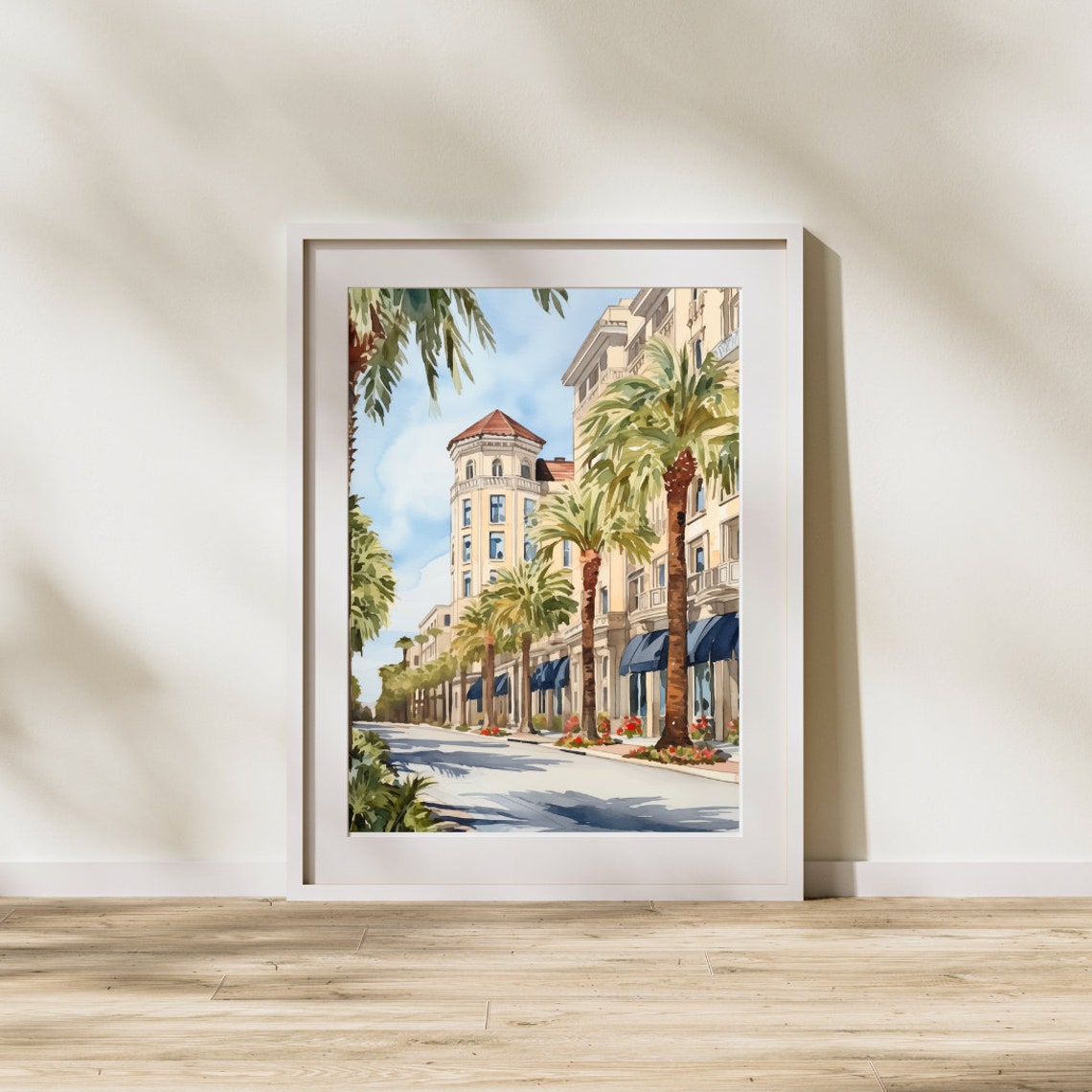 Sunlit Palm Lined Historic Boulevard With Tower California Poster - Image 3