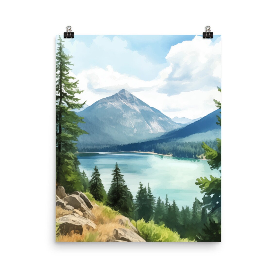 Rattlesnake Ridge Watercolor Print, Washington State