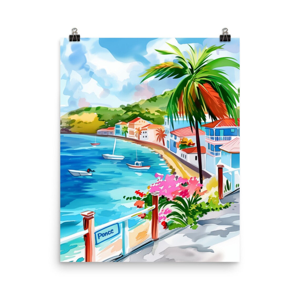 Ponce Watercolor Art Print, Puerto Rico Travel Poster