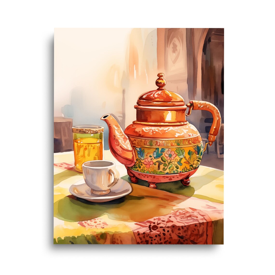 Chai Watercolor Print, India Travel Poster