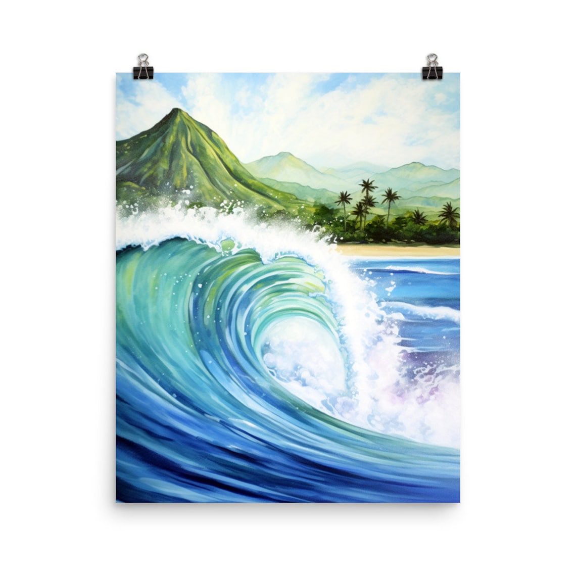 Lahaina Maui Big Wave, Hawaii Pacific Ocean Travel Poster