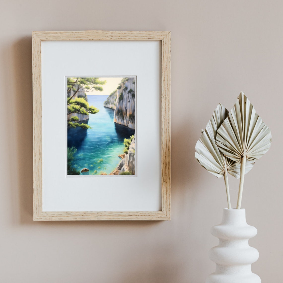 Calanques Limestone Cliffs Over Turquoise Inlet Water Art Poster - Image 3