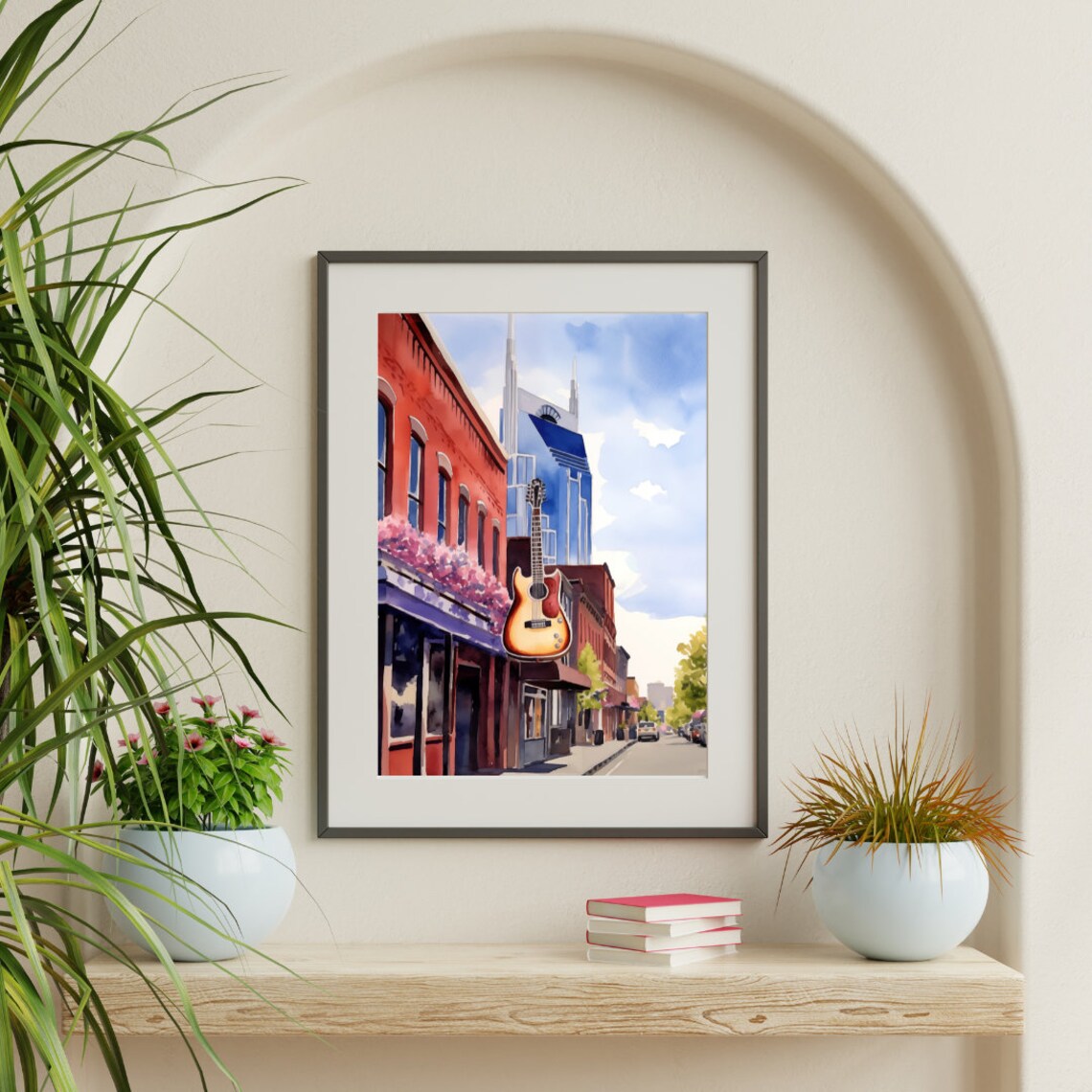 Broadway Nashville Watercolor Art Print, Tennessee - Image 3