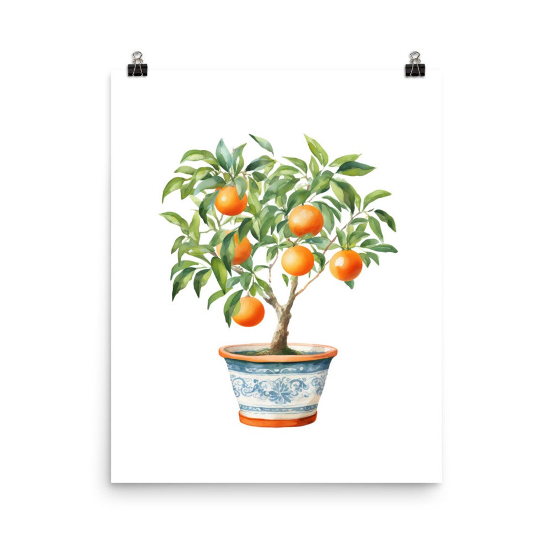 Orange Tree Watercolor Print, Kitchen Wall Art