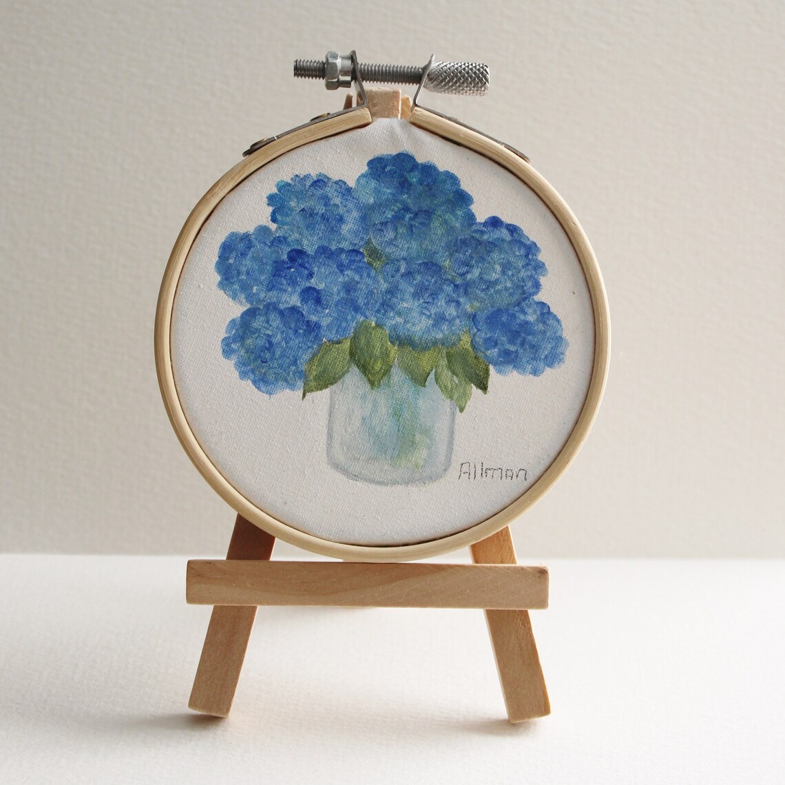 Blue Hydrangea Watercolor Miniature Art Print - Image 5